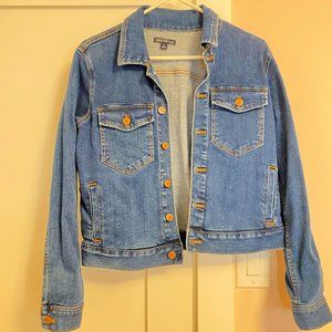 J.Crew Denim Jacket Rose Gold Buttons Size S Relaxed Fit Blue